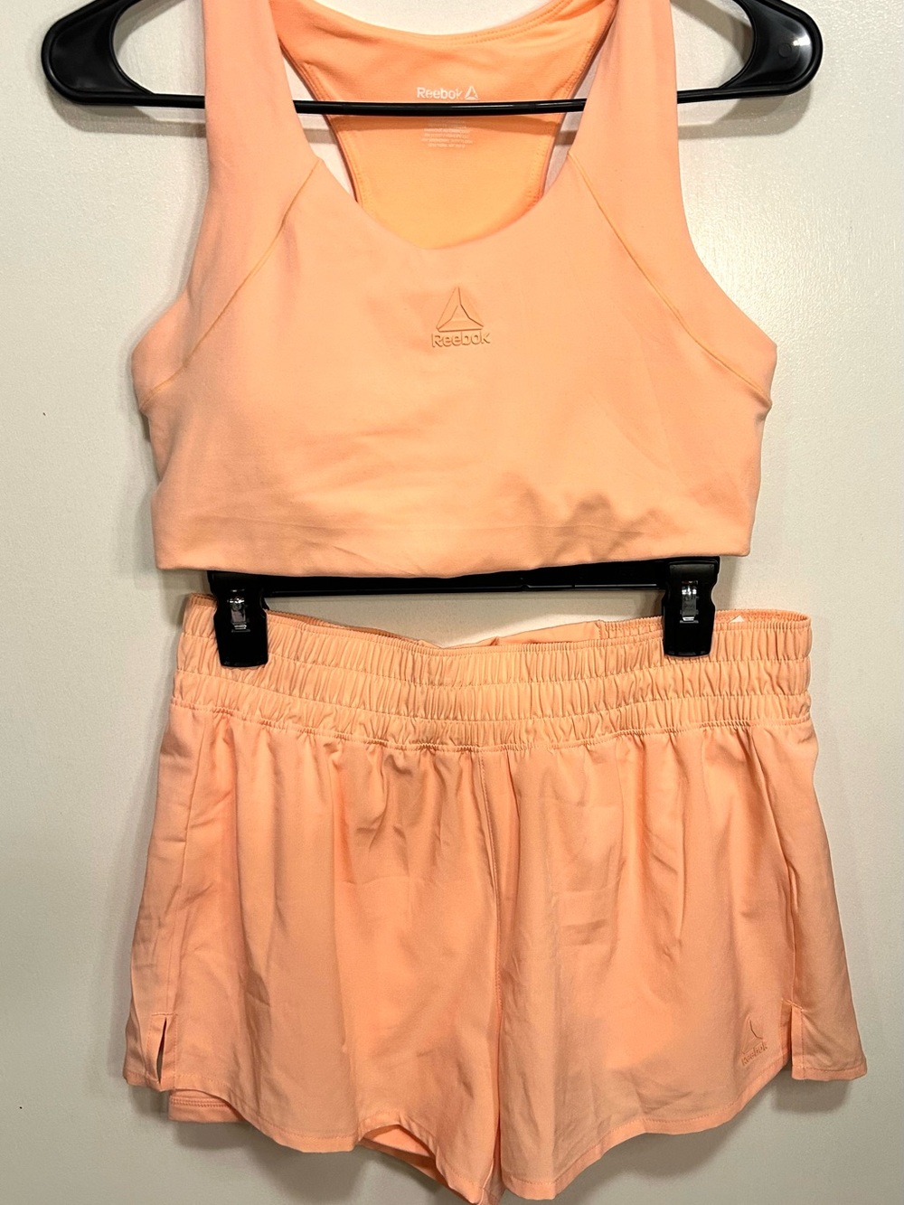 Reebok Peach Girls' Active Shorts and Sports Bra Set